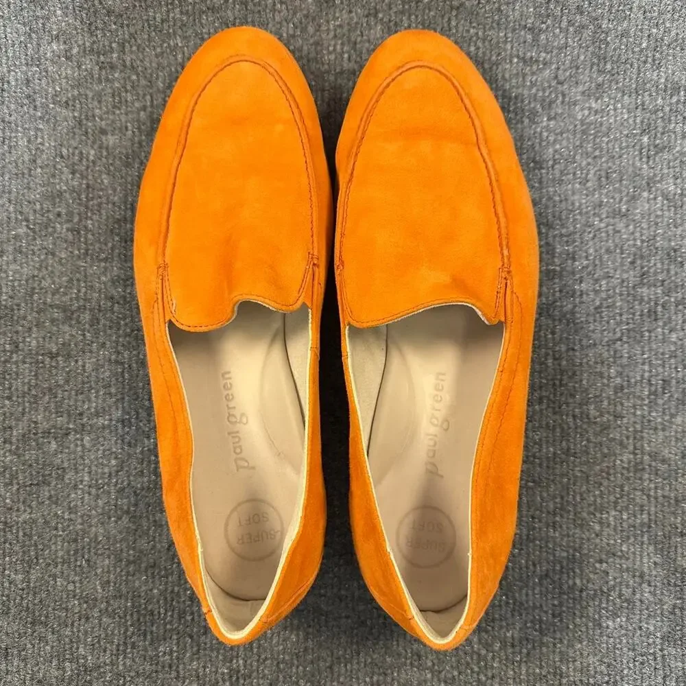 Paul Green Women’s Selby Loafers Orange Suede Quiet Lux Slip On Shoes 10